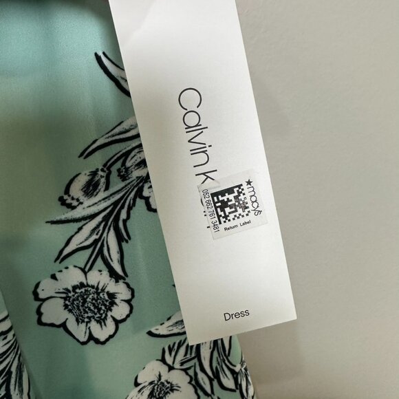 Calvin Klein Floral A-Line Midi Sleeveless Dress Size 8 Teal Work Career NWT - Picture 5 of 10